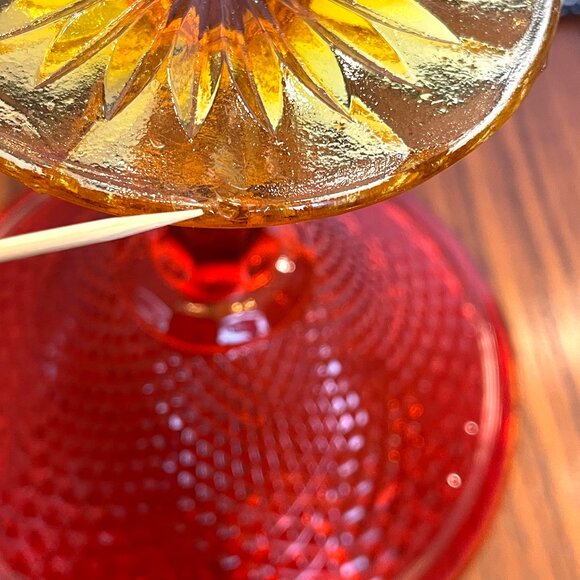 Vintage Diamond Point Waffle Glass Pedestal Candy Dish/Compote - Picture 8 of 9